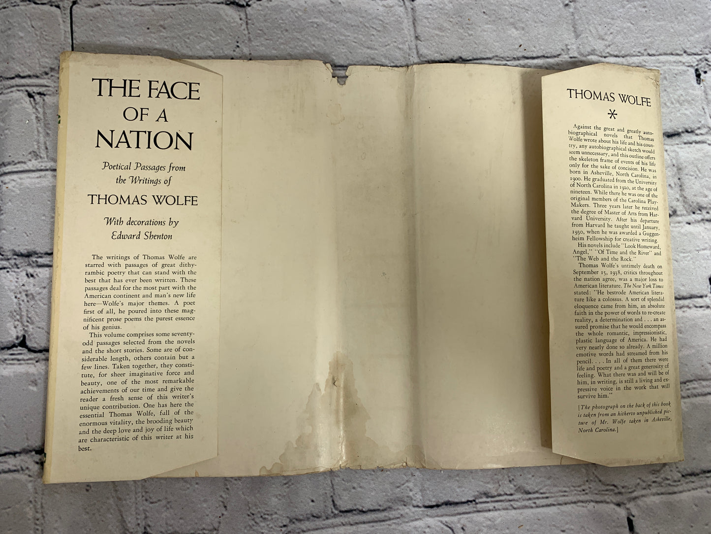 The Face of a Nation: Poetical Passages from the Writings of Thomas Wolfe [1939]