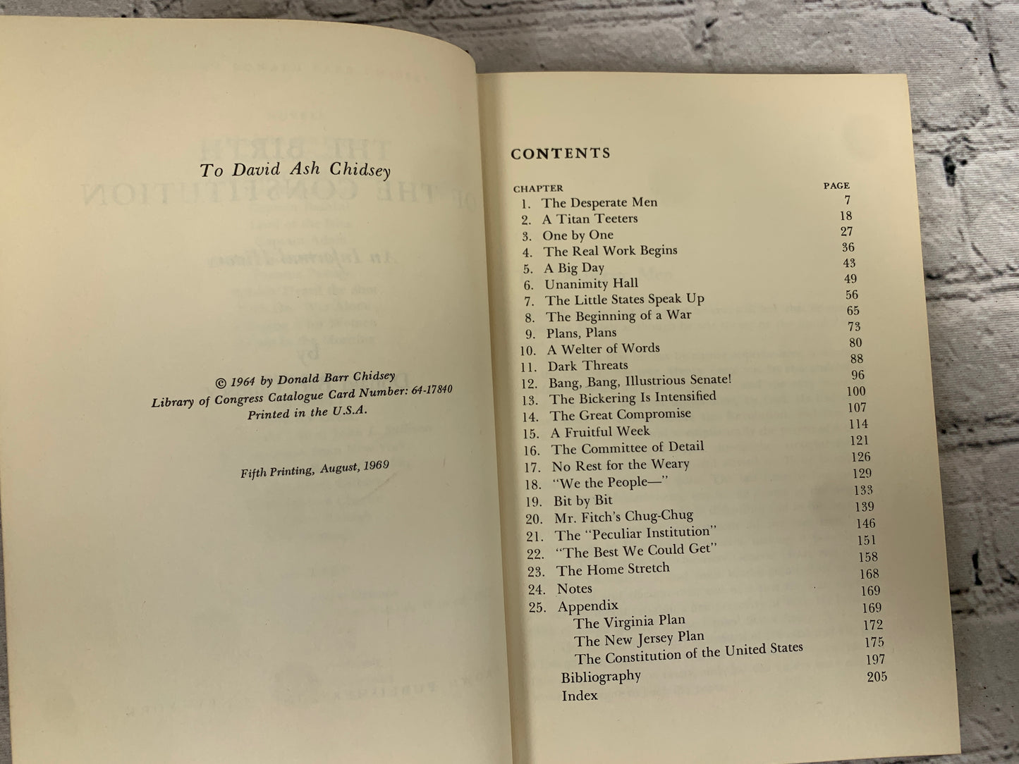 The Birth of the Constitution An Informal History by Donald Barr Chidsey [1969]