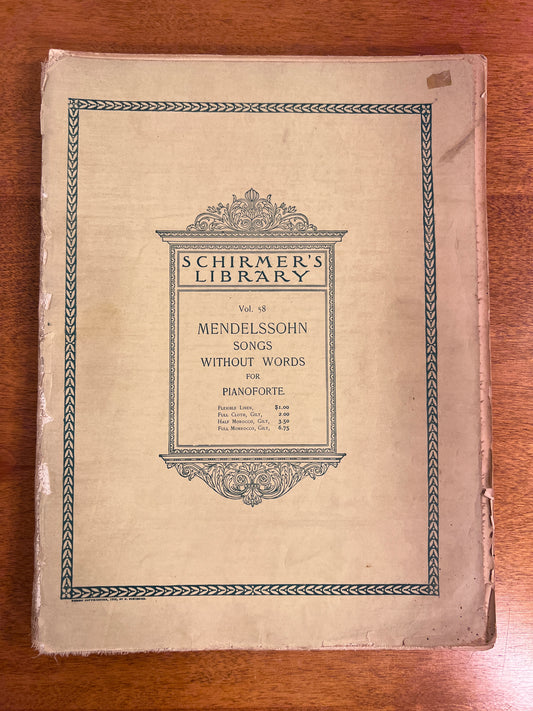 Schirmer's Library Vol. 58, Felix Mendelssohn-Bartholdy Vol 1 Songs Without Words