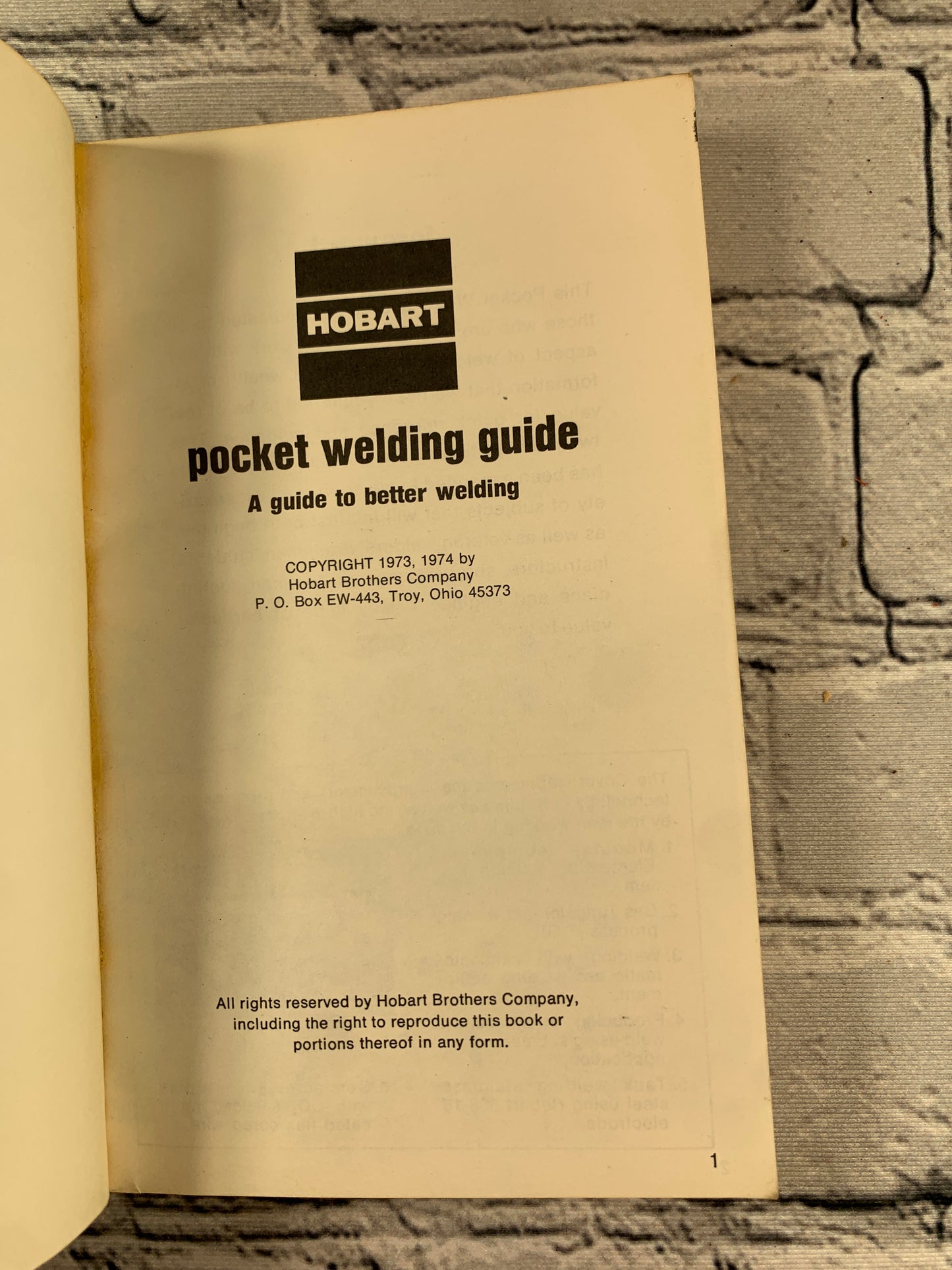 Hobart Pocket Welding Guide by Hoboart Brother's Company [1974]