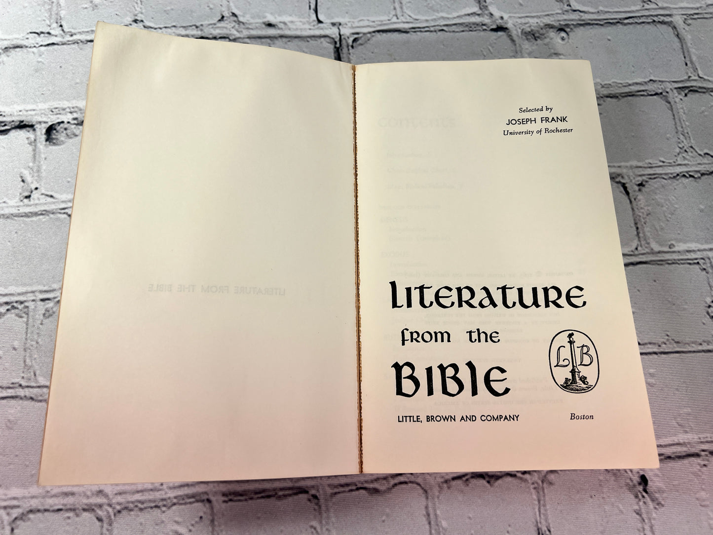 Literature from the Bible by Joseph Frank [1963 · 12th Printing]