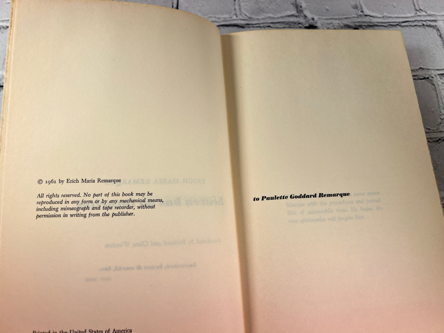 Heaven Has No Favorites by Erich Maria Remaraque [Book Club Edition · 1961]