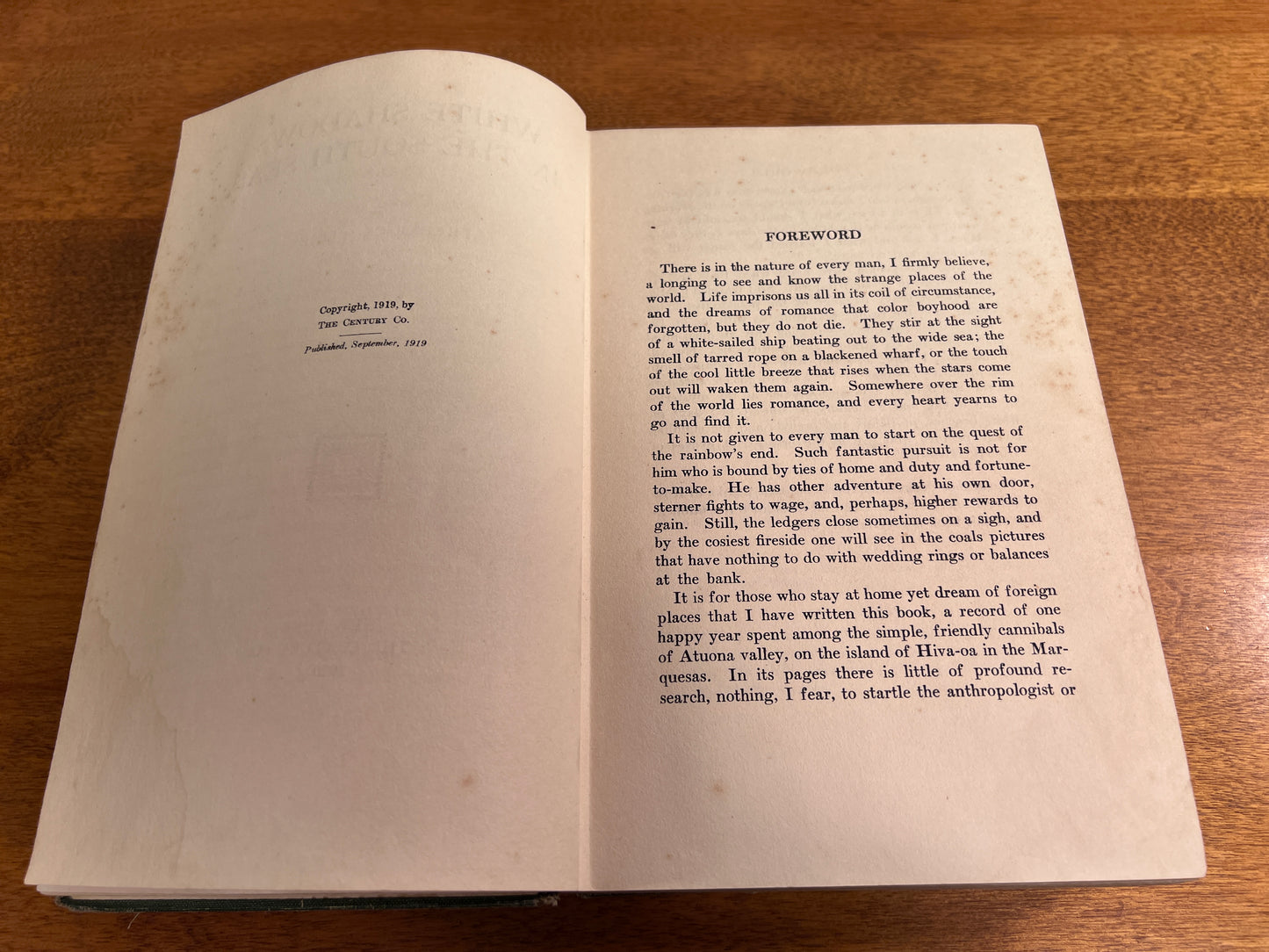 White Shadows in the South Seas by Frederick O'Brien [1st Edition, 1920]