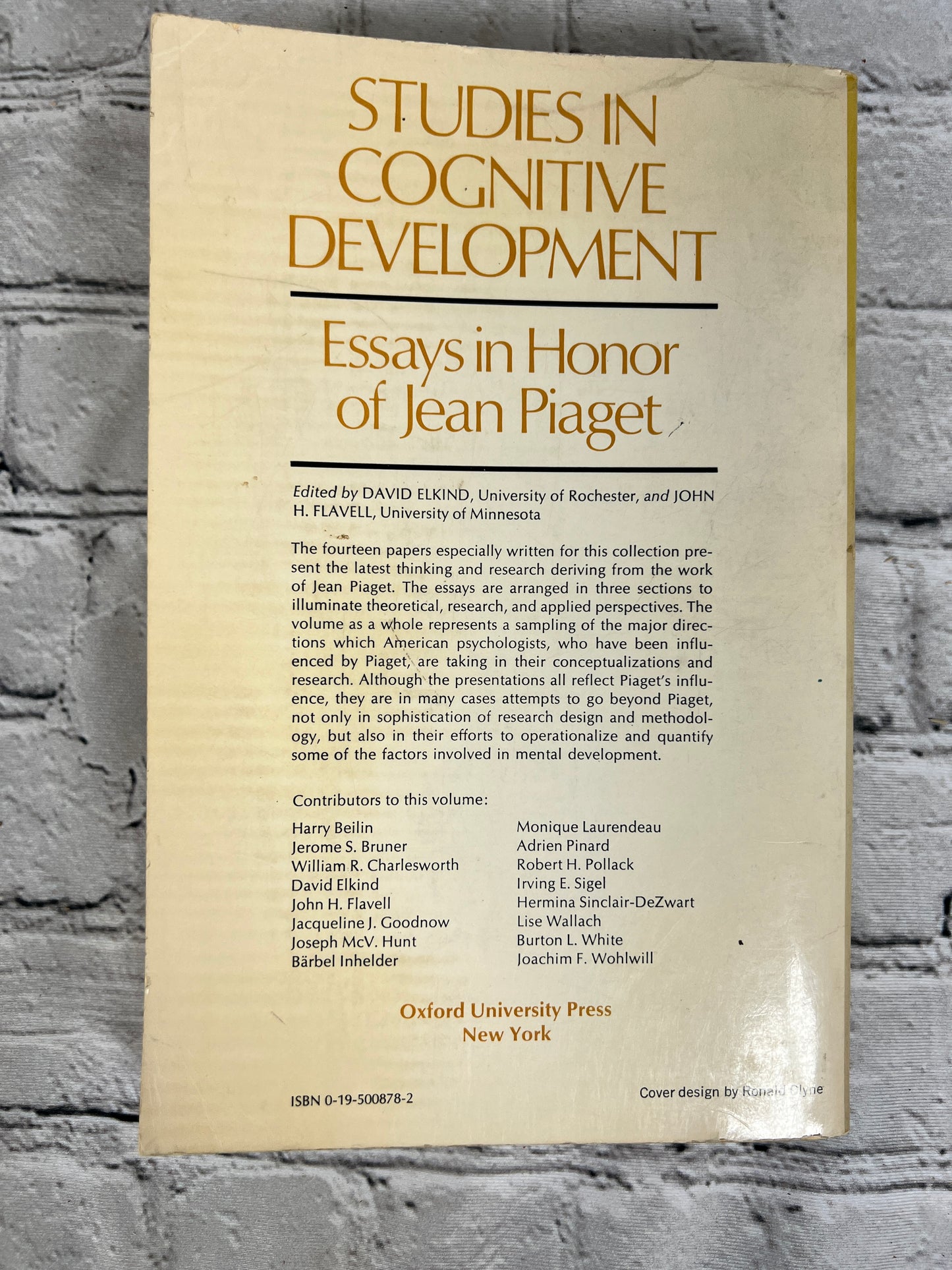 Studies in Cognitive Development : Essays in Honor of Jean Piaget (1973]