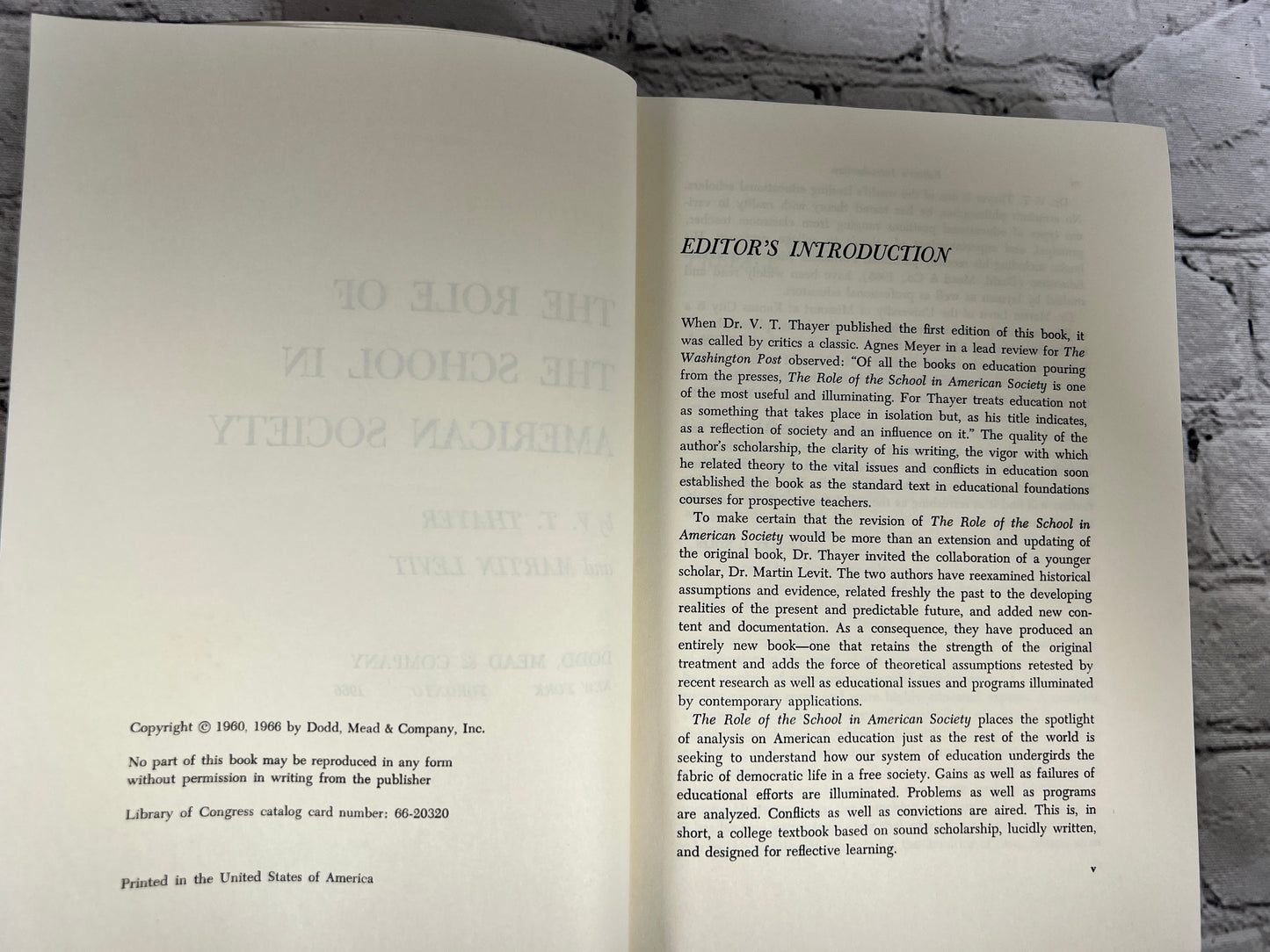 The Role of The School in American Society by Thayer & Martin [1966 · 2nd Ed]