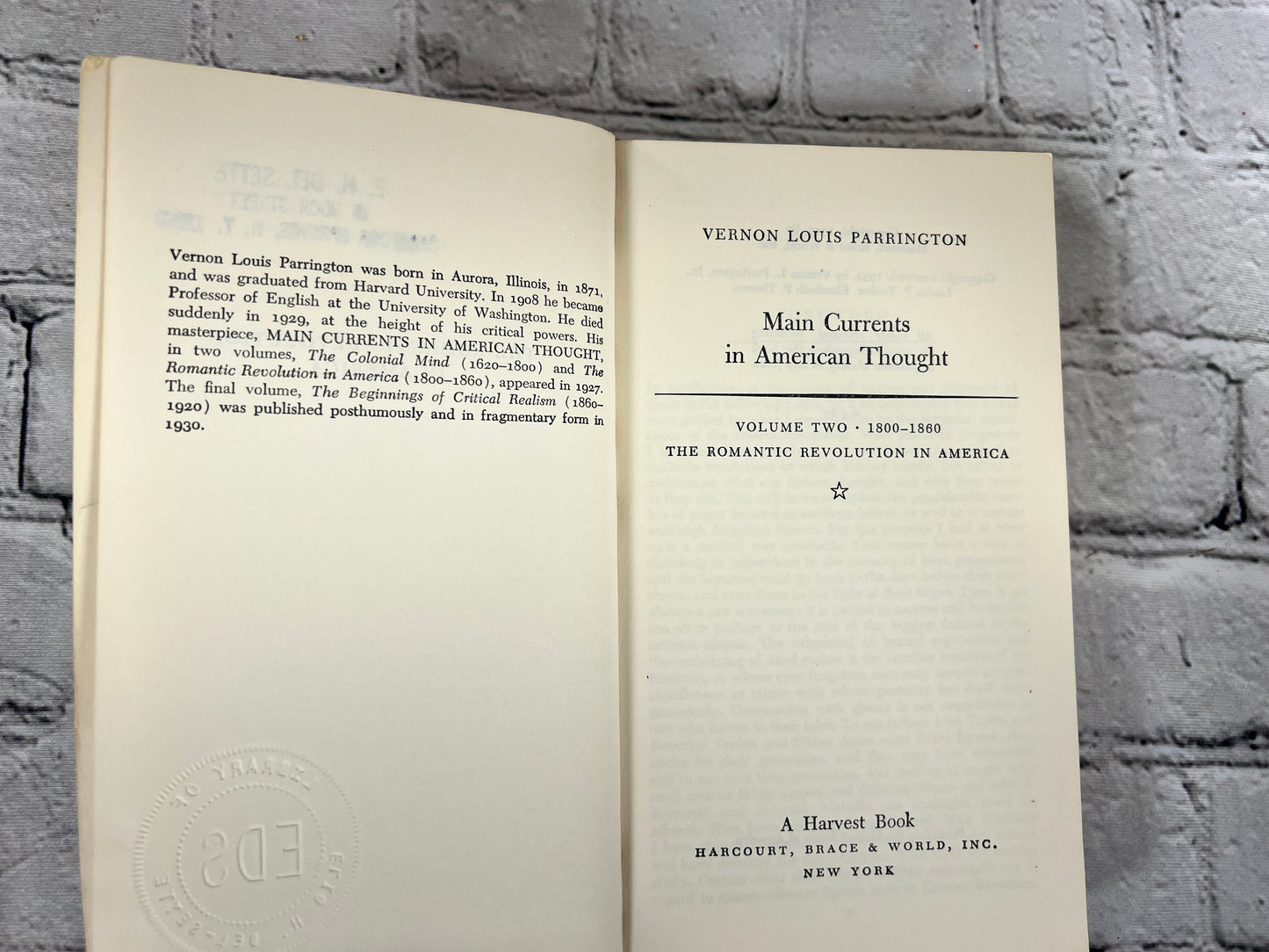 Main Currents In American Thought by Vernon L. Parrington [1954]