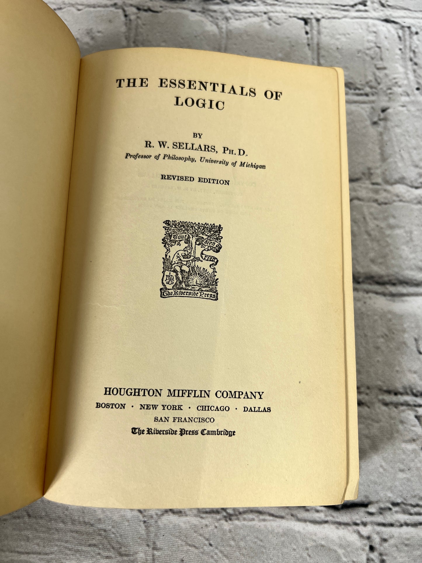 The Essentials of Logic by R.W. Sellars [2nd Edition · 1925]