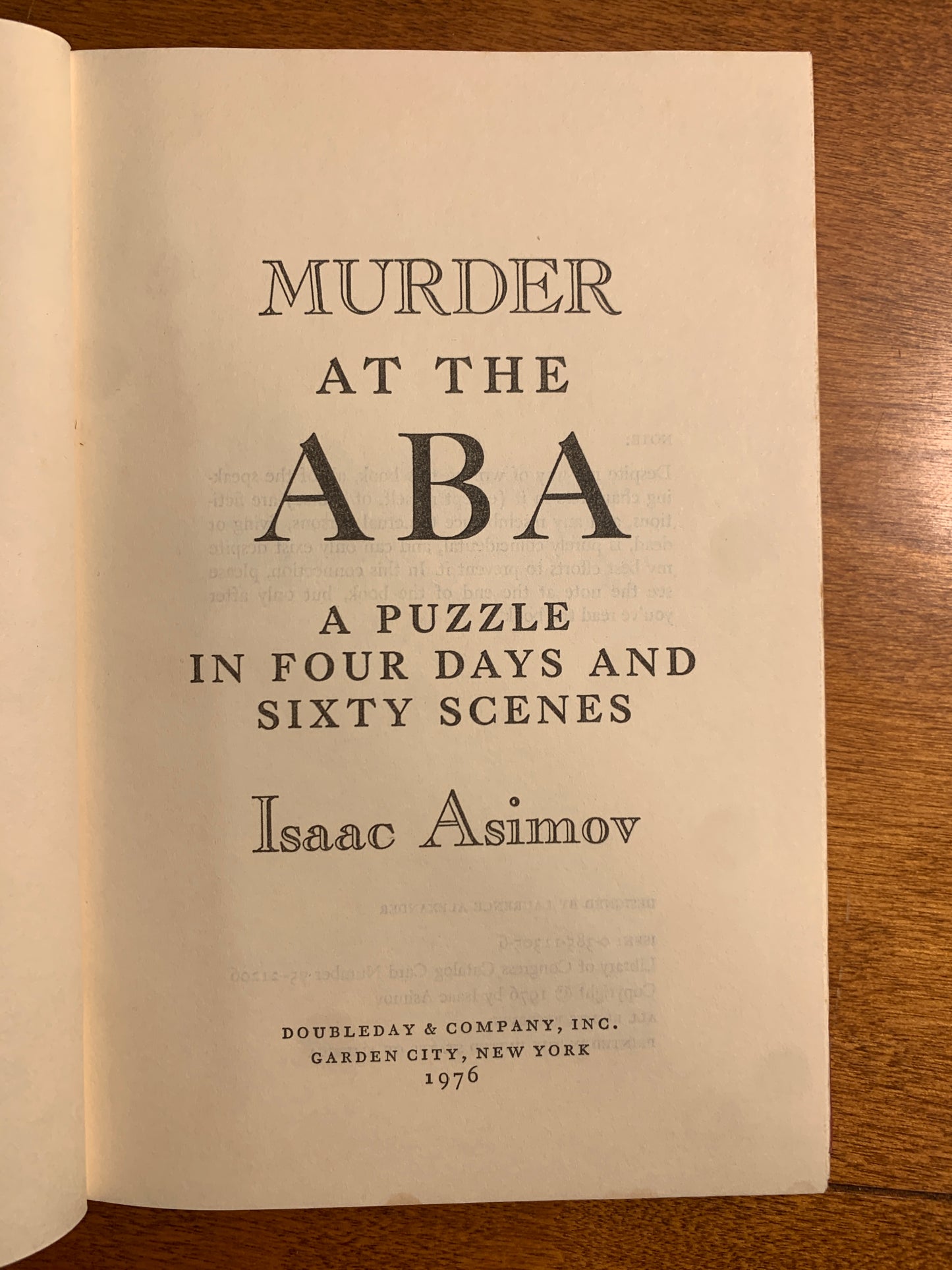 Murder At The ABA, A Puzzle in Four Days & Sixty Scenes by Isaac Asimov [1976]