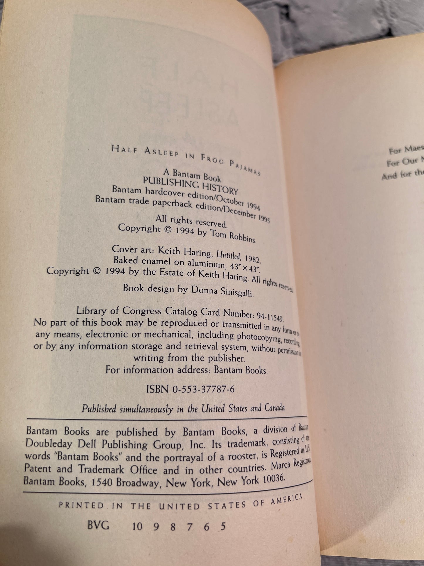 Half Asleep in Frog Pajamas by Tom Robbins [1994]