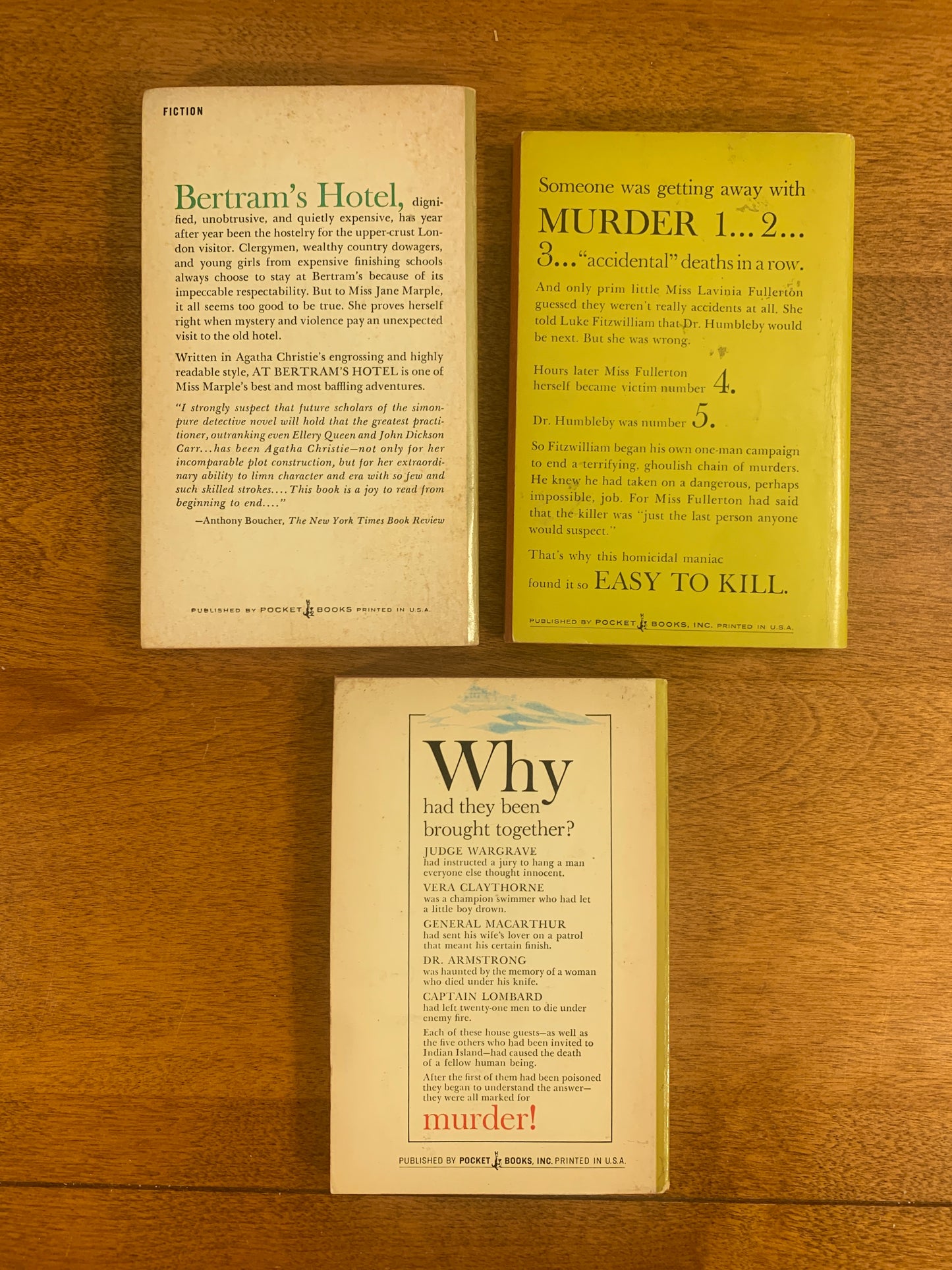 Murder Mysteries by Agatha Christie [3 book lot, Pocket Books]