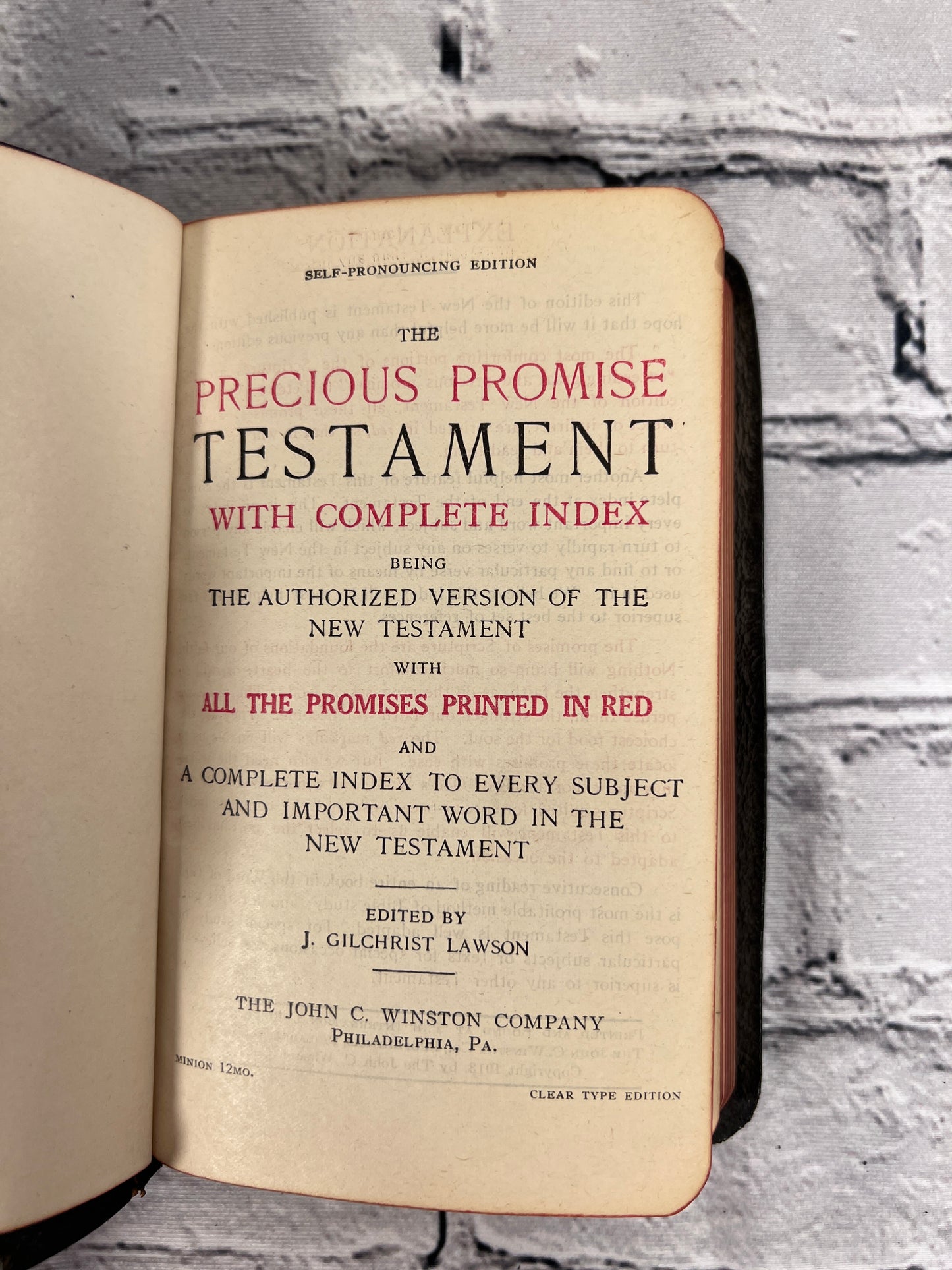 Precious Promise New Testament with Complete Index edited by J. Gilchrist Lawson [1913]