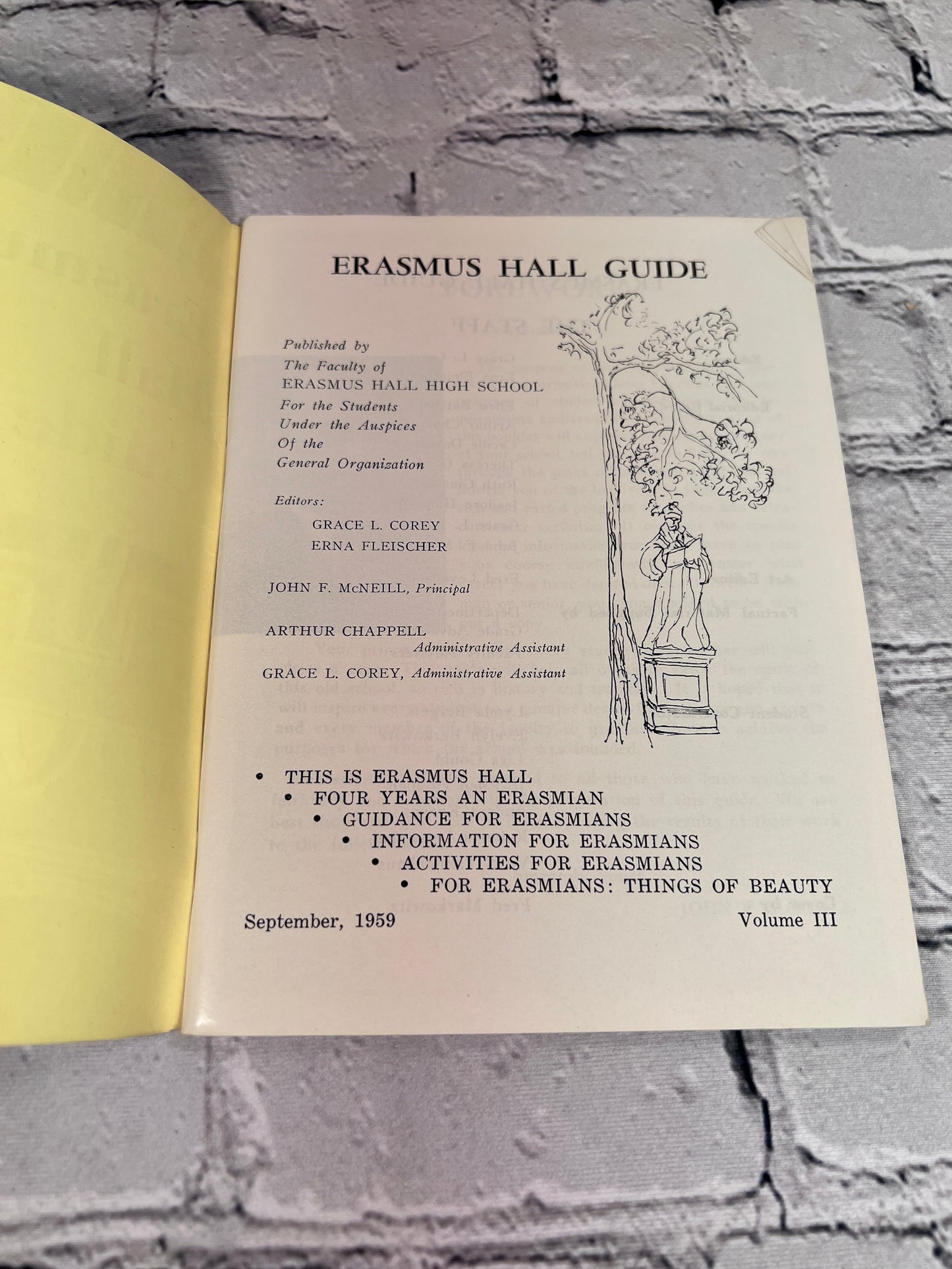 Erasmus Hall Guide, Grace L. Corey and Erna Fleischer, September 1959 Vol. III