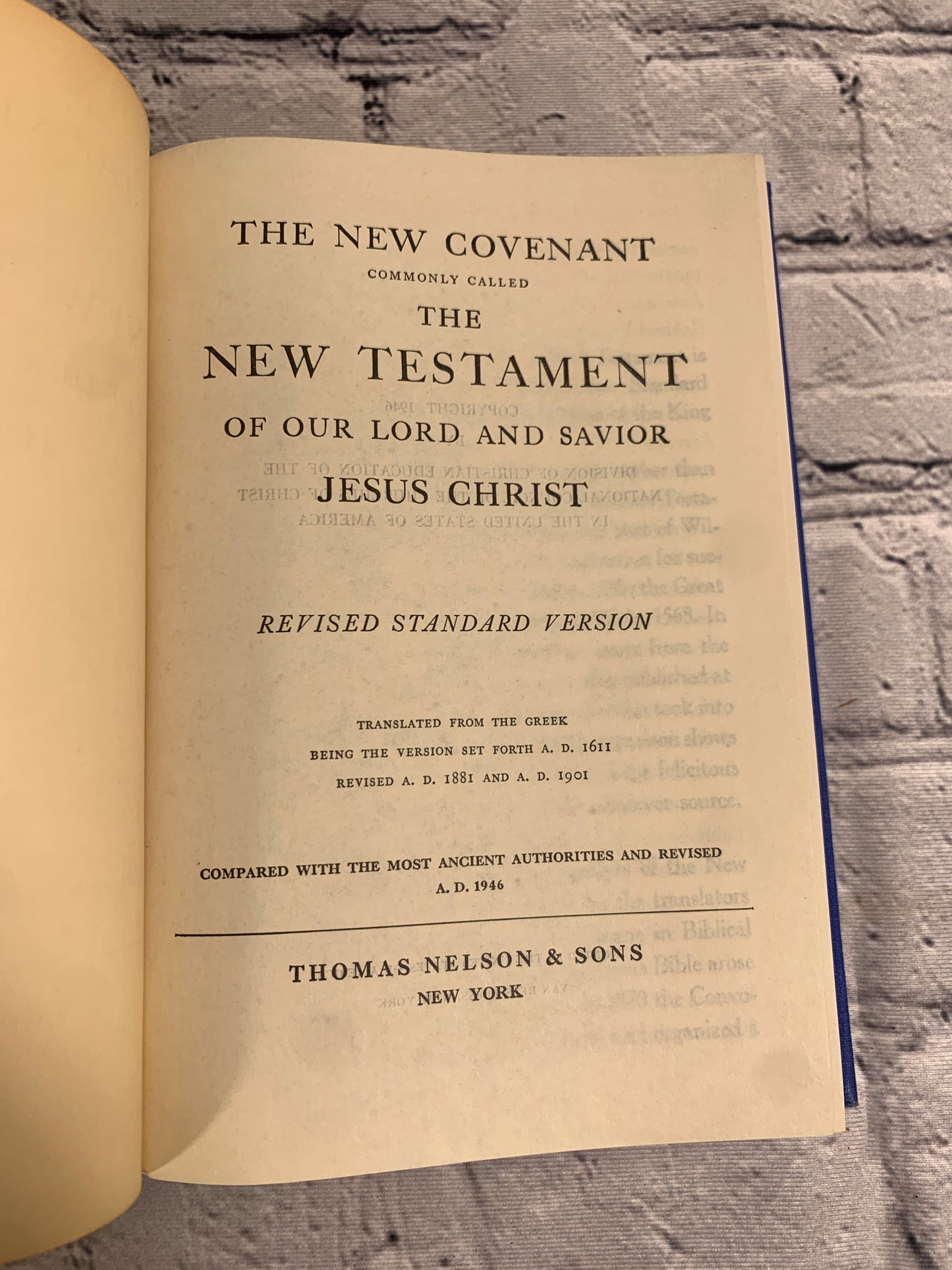 The New Covenant / New Testament of Our Lord and Savior Jesus Christ [1946]