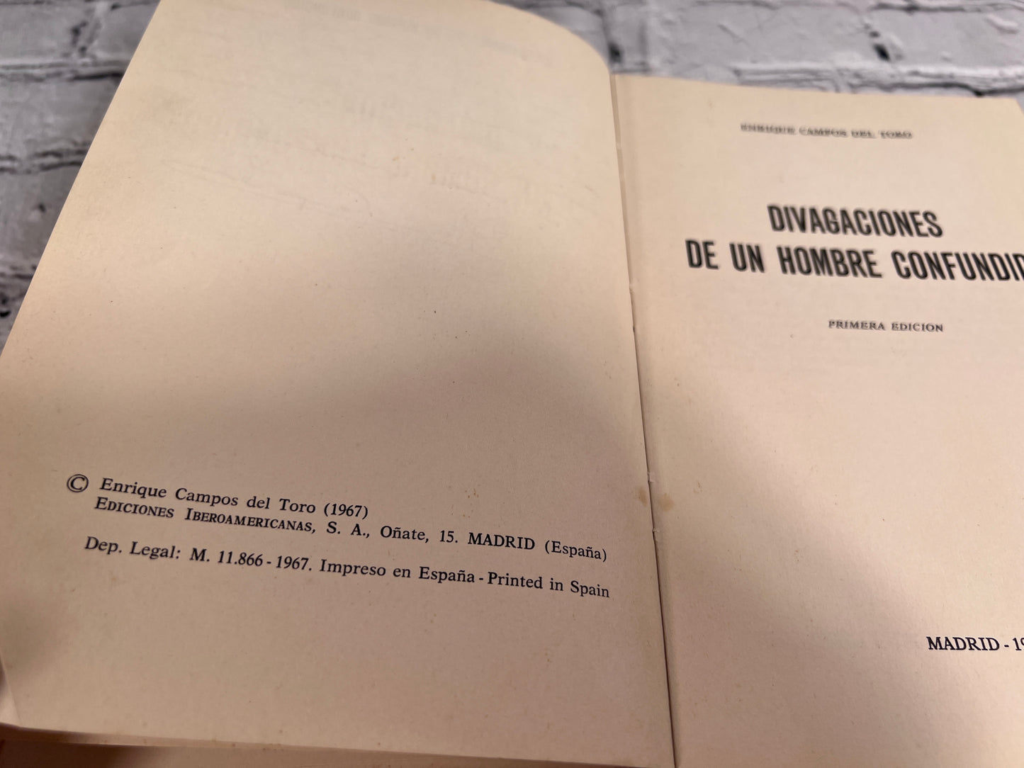 Divagaciones de un Hombre Confundido by Enrique Campos Del Toro [1967 · 1st Edition]