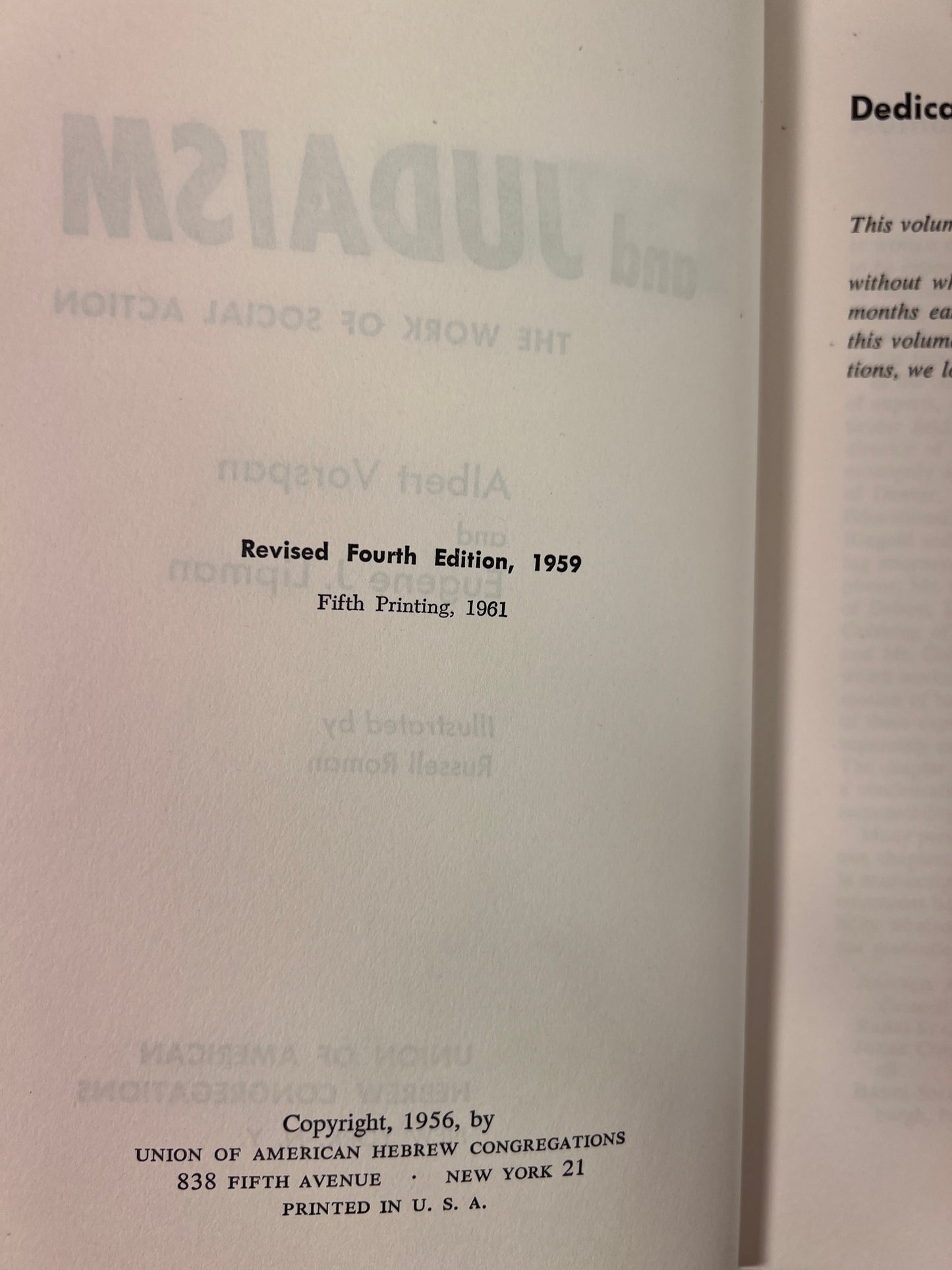 Justice and Judaism: The Work of Social Action by Vorspan & Lipman [1961]