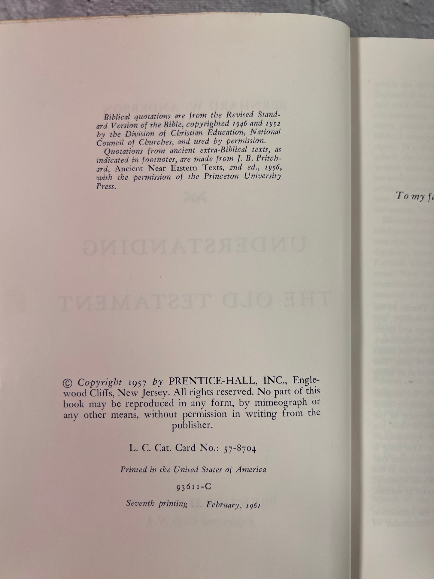 Understanding the Old Testament by Bernard W. Anderson [7th Printing · 1961]