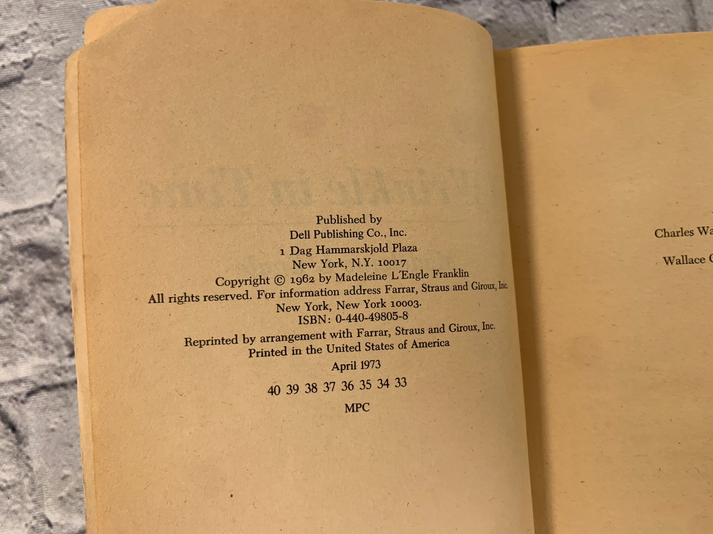 A Wrinkle in Time by Madeleine L'Engle [1973]