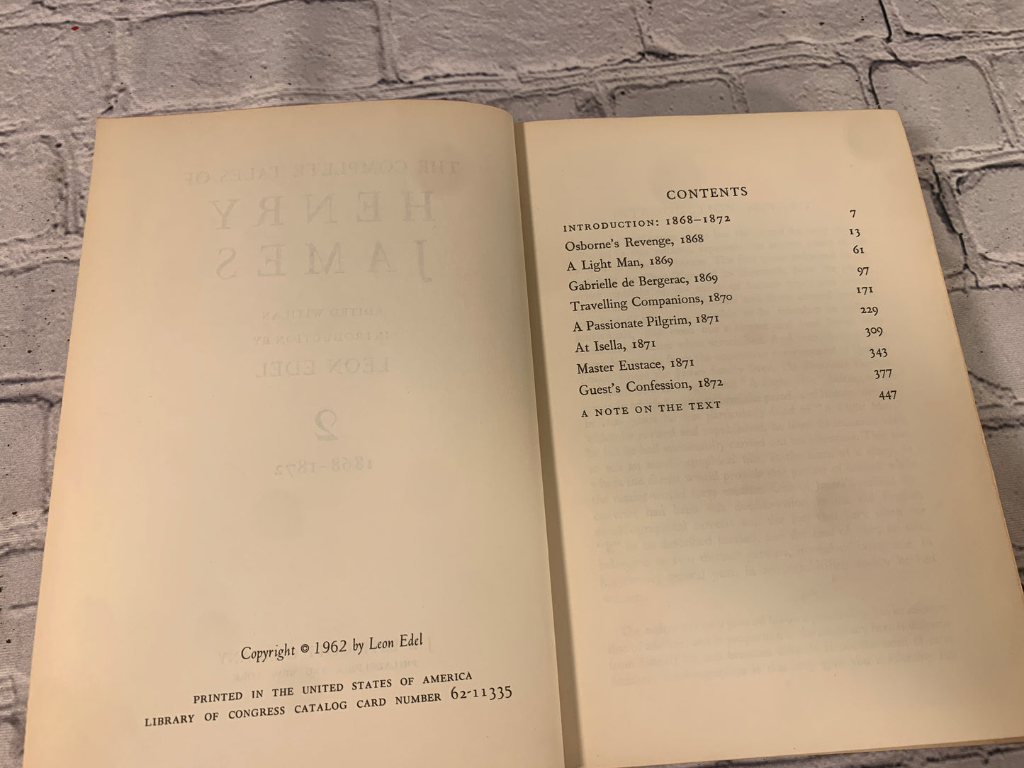 The Complete Tales of Henry James Volume II 1868-1872 By Leon Edel [1962]