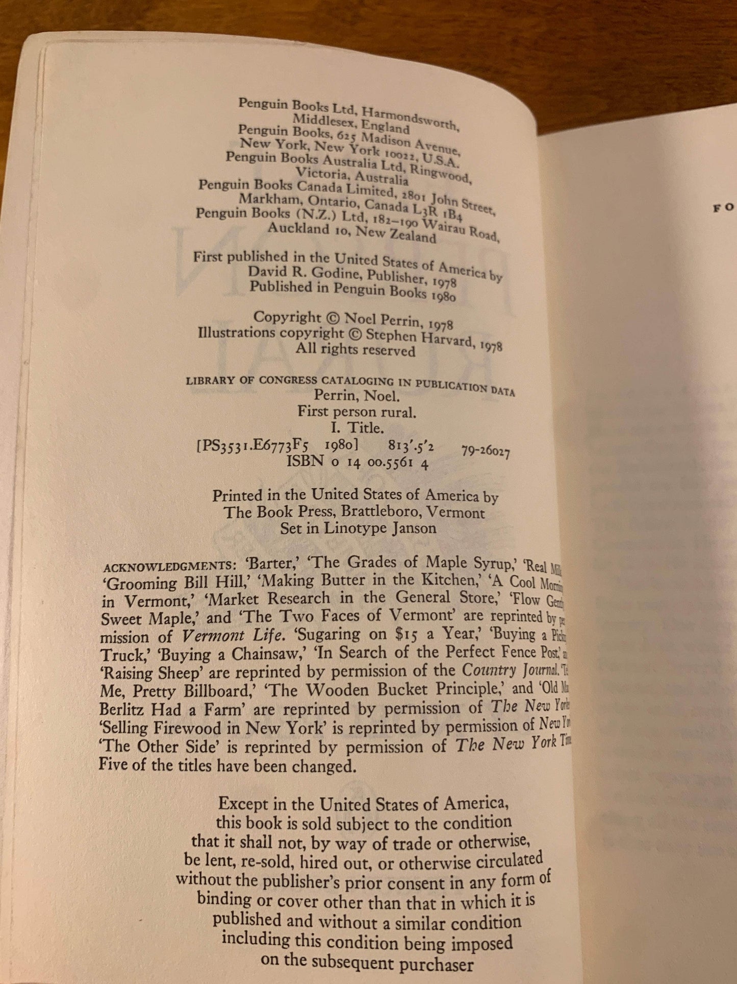 Flipped Pages First Person Rural: Essays of a Sometime Farmer by Noel Perrin [1980]