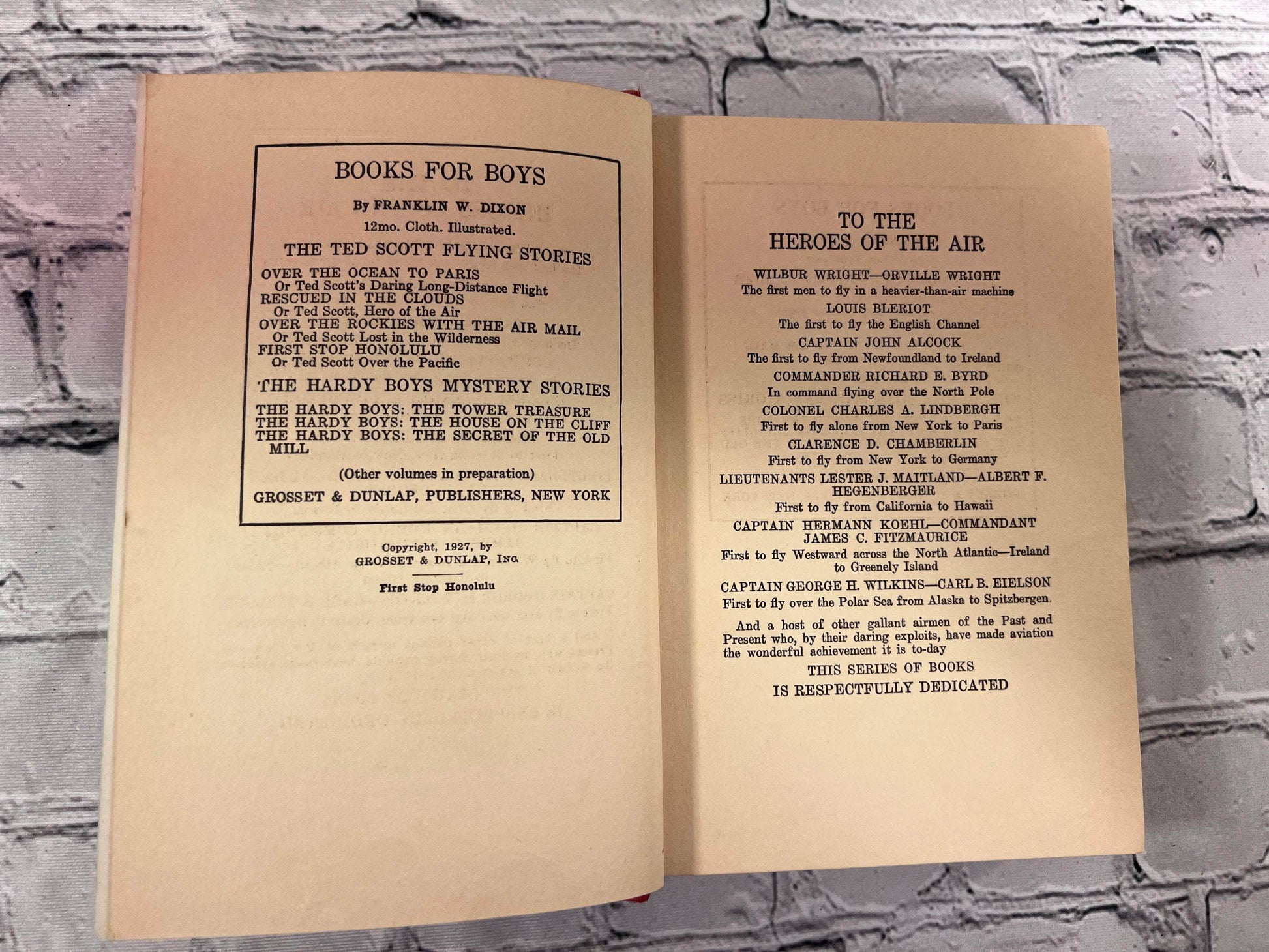 Flipped Pages First Stop Honolulu or Ted Scott Flying Over the Pacific by Franklin W. Dixon [1927]