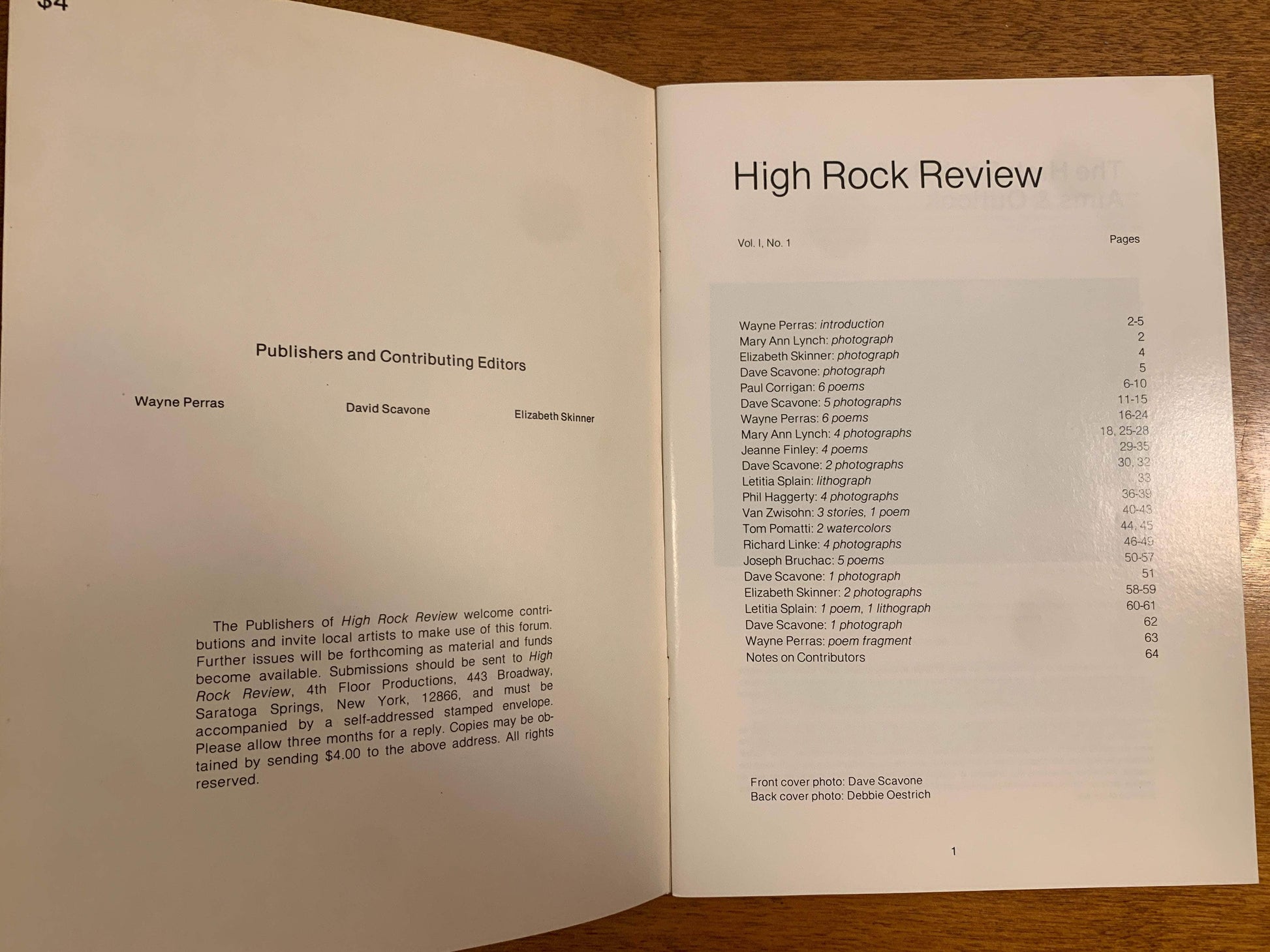 Flipped Pages High Rock Review Vol I. No. 1, 1980 Saratoga Springs Magazine