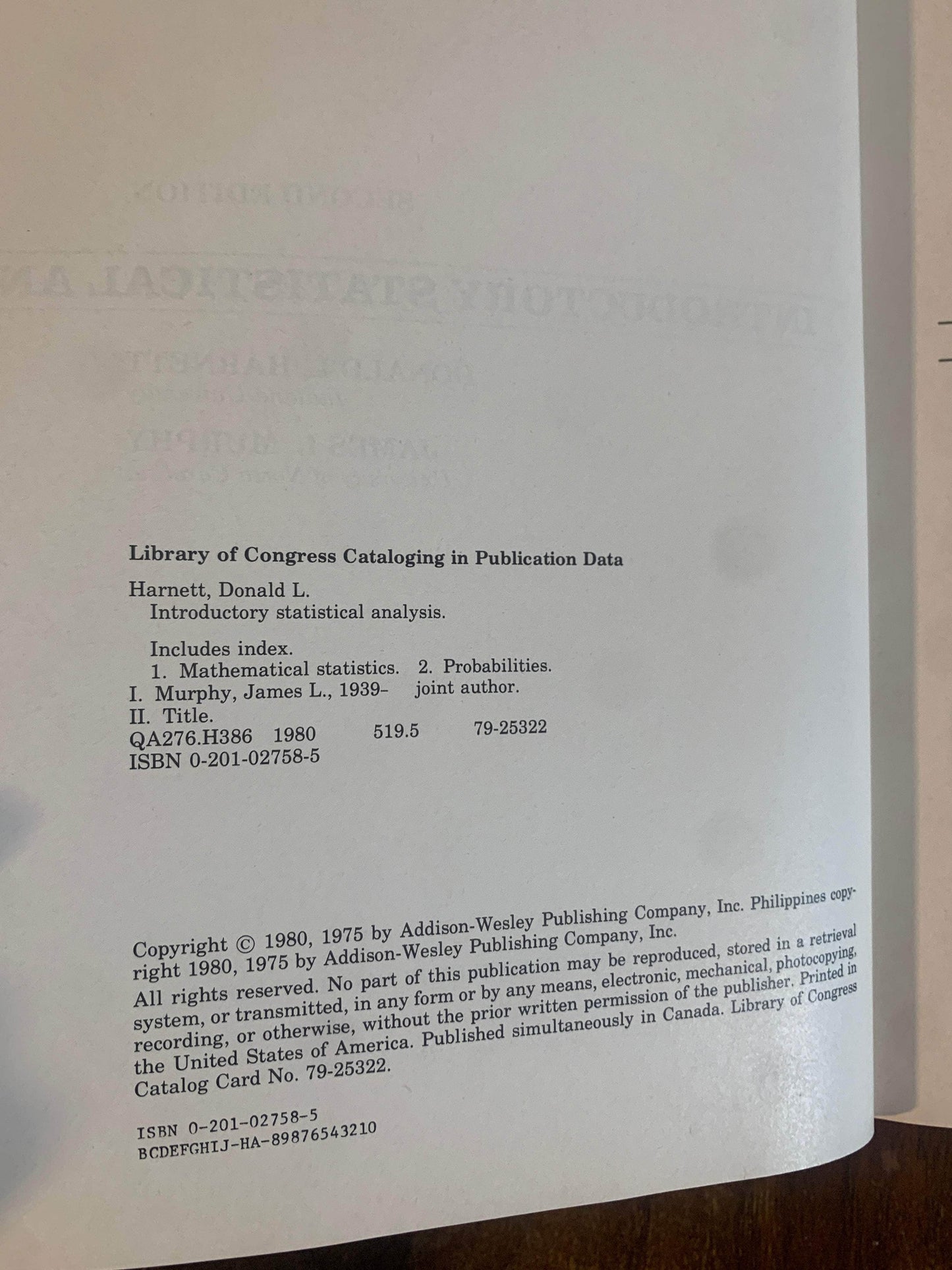 Flipped Pages Introductory Statistical Analysis by Harnett & Murphy 1980