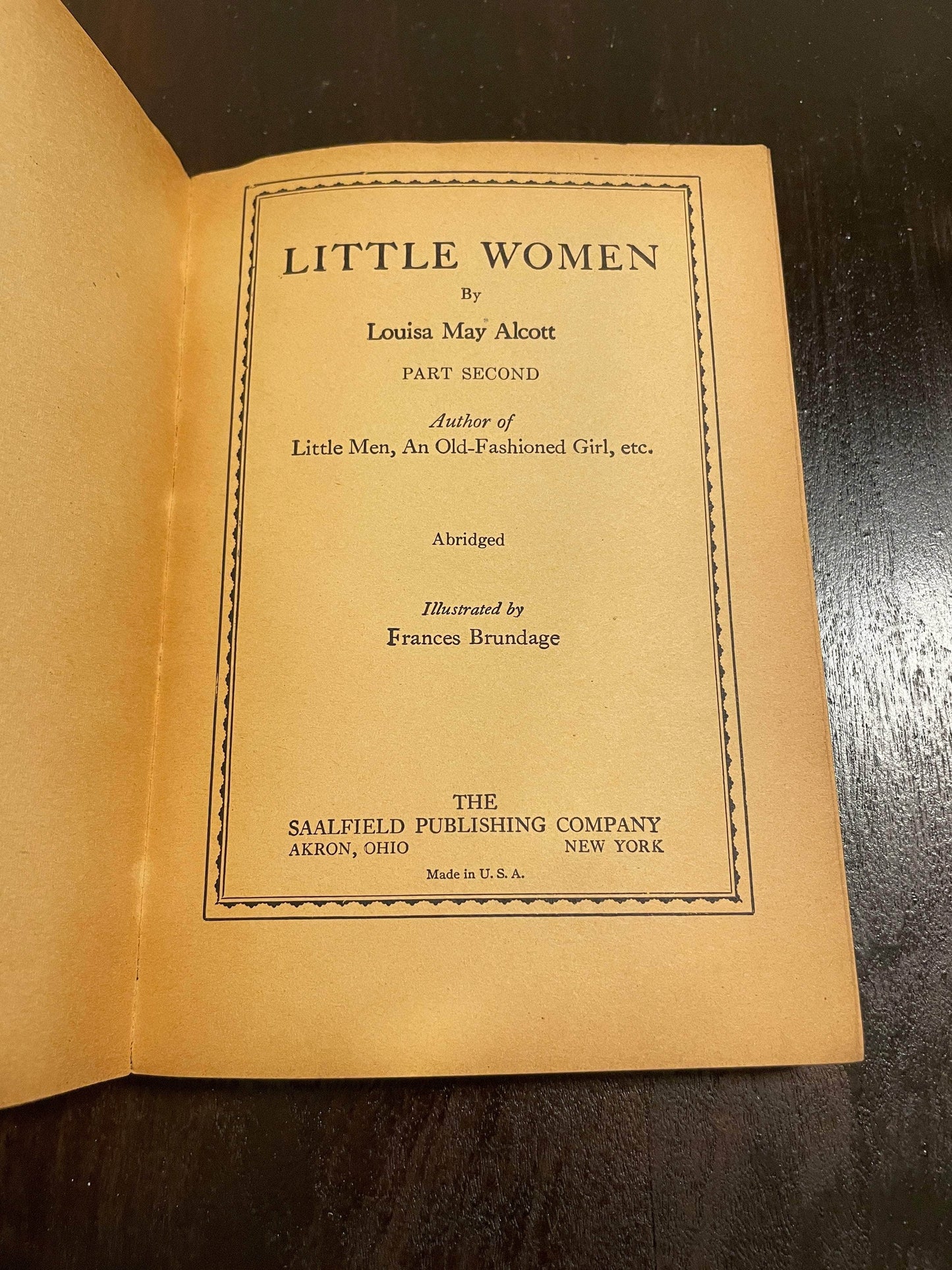 Flipped Pages Little Women by Louisa May Alcott Part Second 1929