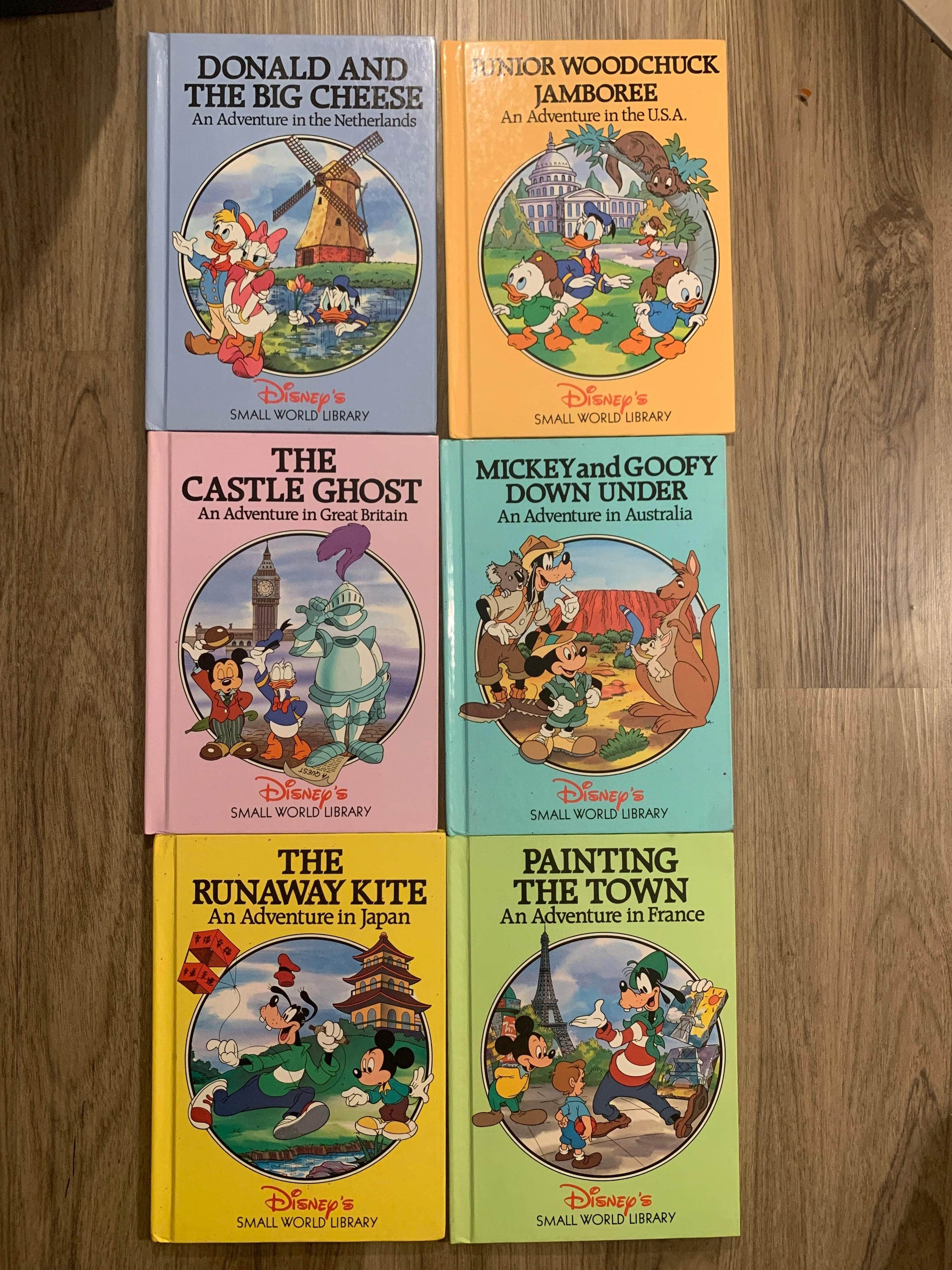 Flipped Pages Lot of 6 Disney’s Small World Library Books Mickey Mouse Goofy Disney