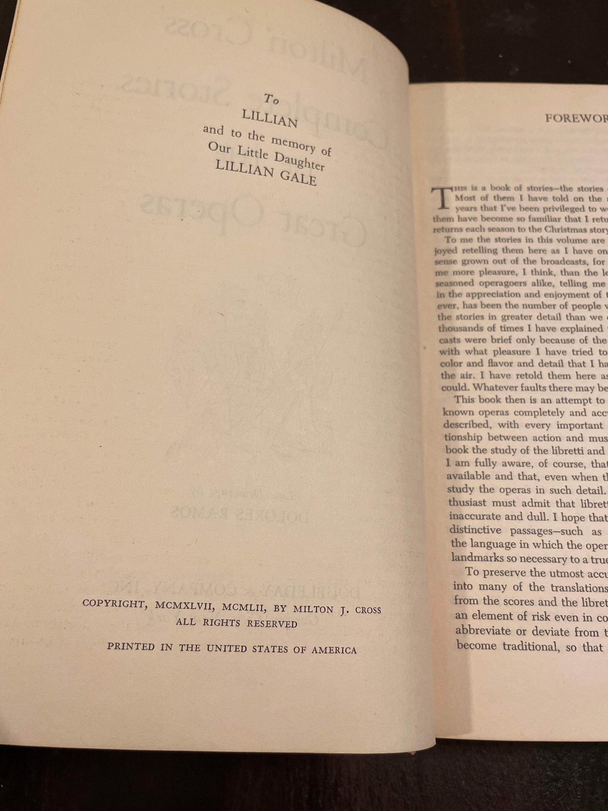 Flipped Pages Milton Cross Complete Stories of the Great Operas 1952