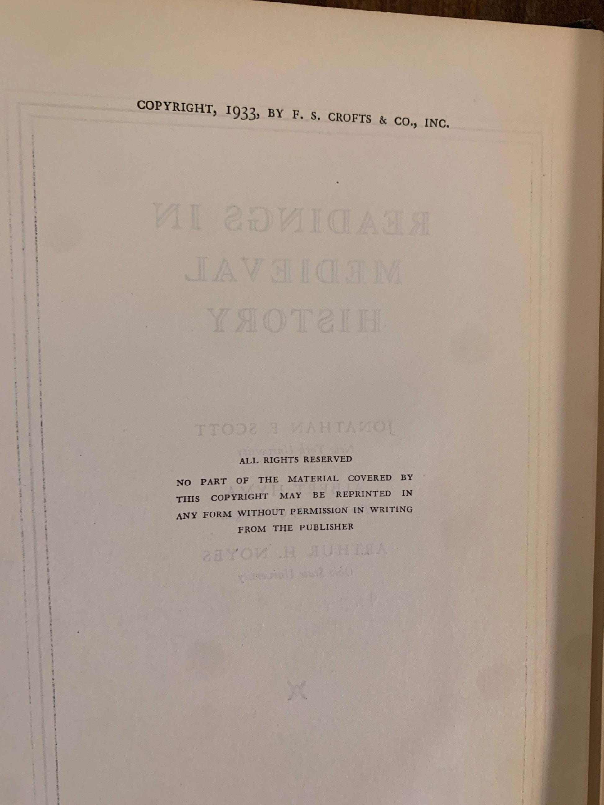 Flipped Pages Readings in Medieval History by Jonathan F. Scott 1933