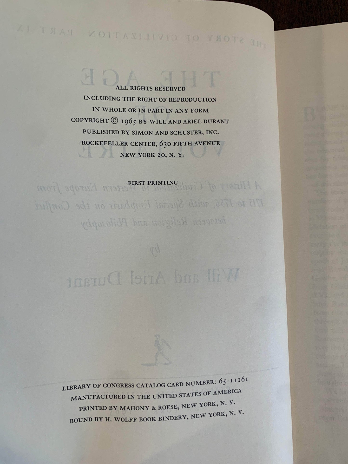 Flipped Pages The Age of Voltaire IX (Age of Civilization) by Will Durant 1965 1st Printing