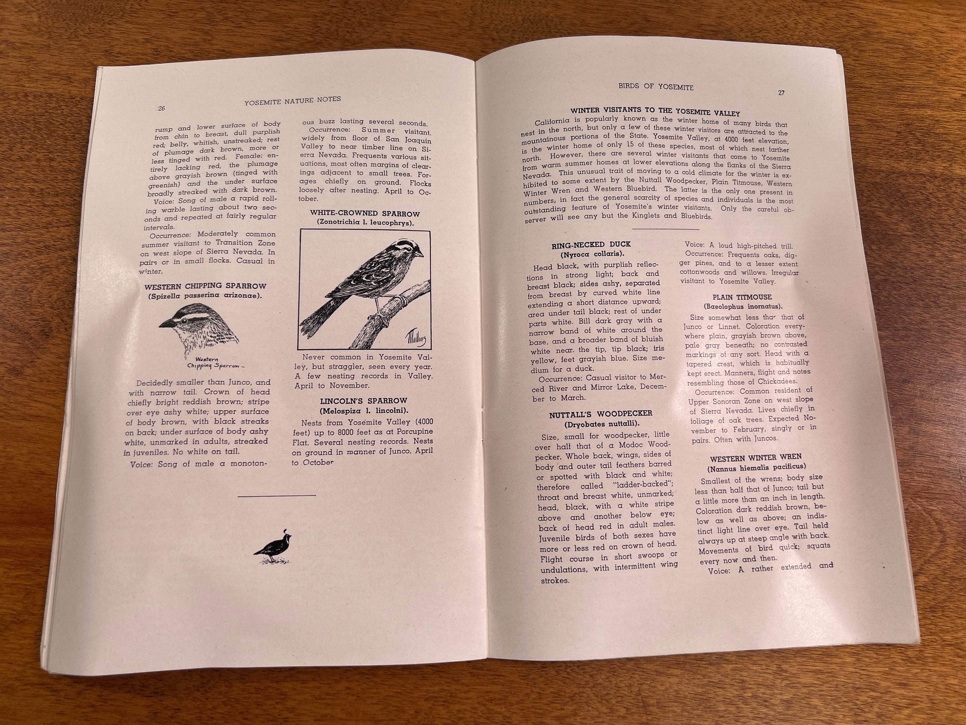 Flipped Pages The Monthly Publication of the Yosemite Naturalist Dept. Birds of Yosemite by M.E. Beatty and C.A. Harwell