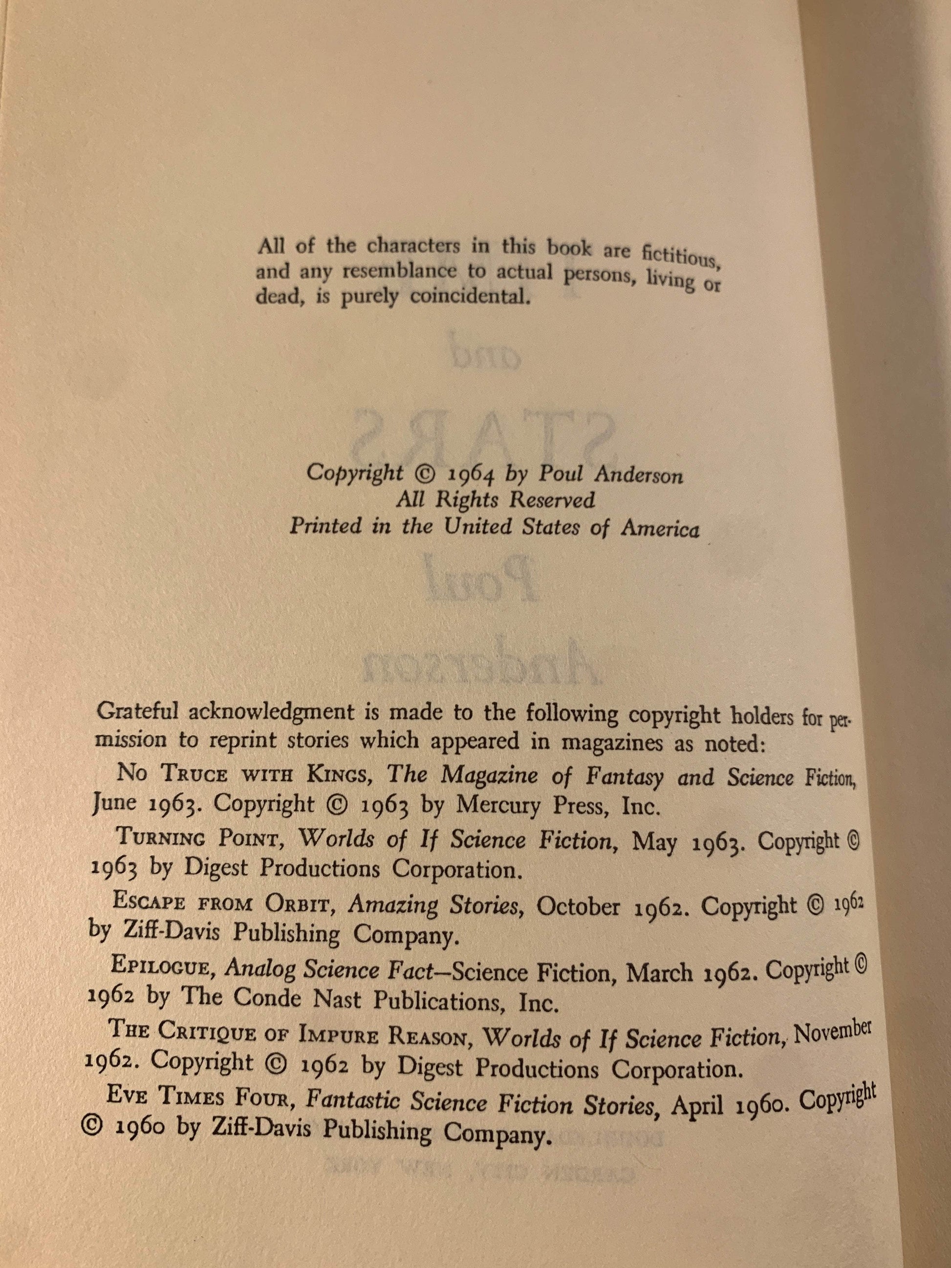 Flipped Pages Time and Stars by Poul Anderson [1964]